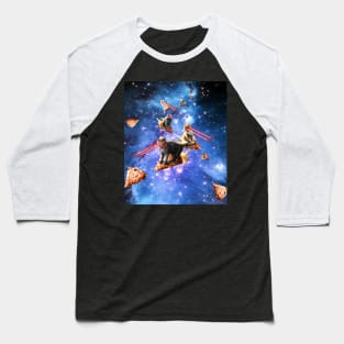 Space Laser Eye Cat Riding Pizza, Galaxy Cats Baseball T-Shirt